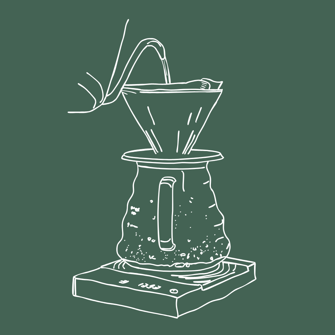 Hvid på grøn tegning af håndbryg