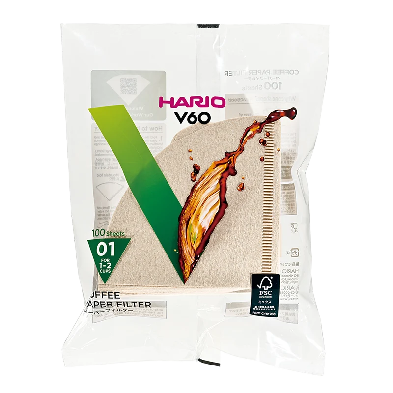 Hario V60 Kaffefiltre Papir 1-kops (100 stk.)