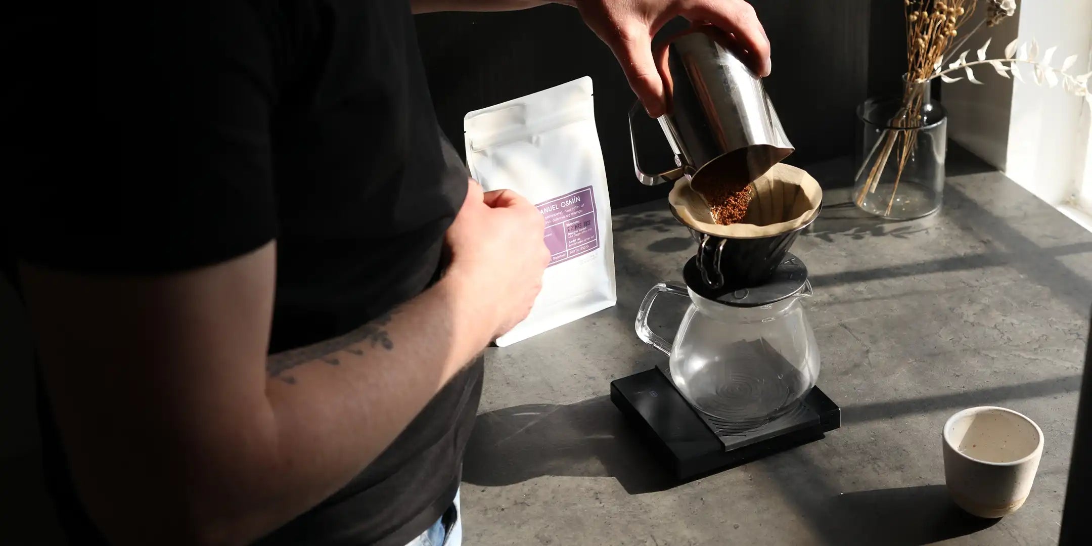 Brygning af kaffe med HarioV60