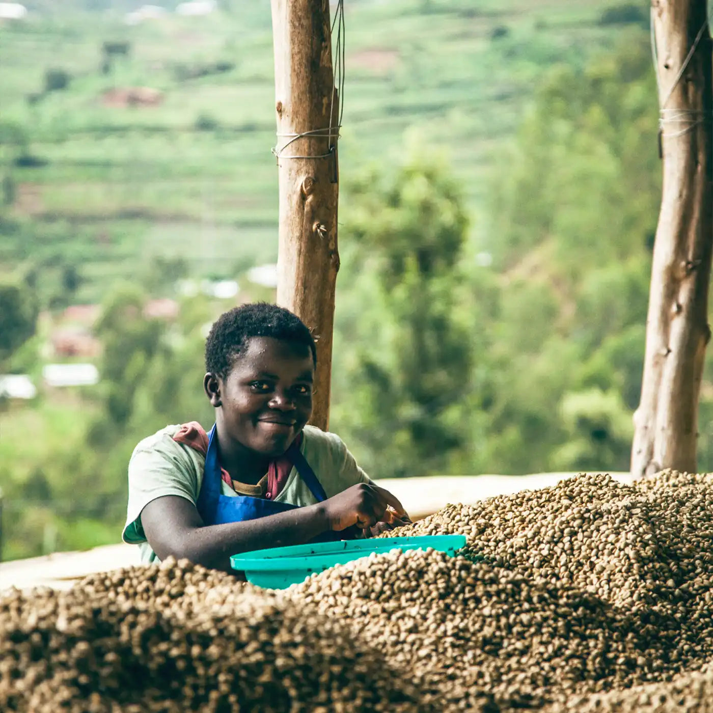 Kaffefarmer bag ved kaffebønner
