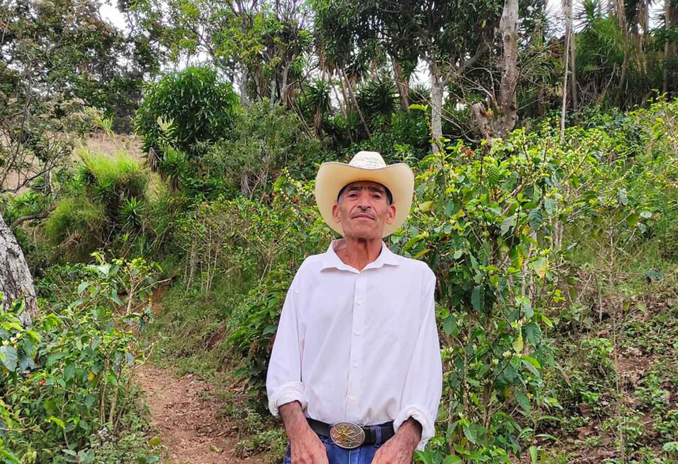 Billede af kaffeproducenten José Mauricio med natur i baggrunden.