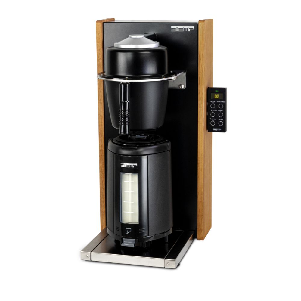 3temp puls kedelfri filterkaffebrygger med filterkurv i sort plast med kaffedispenser 