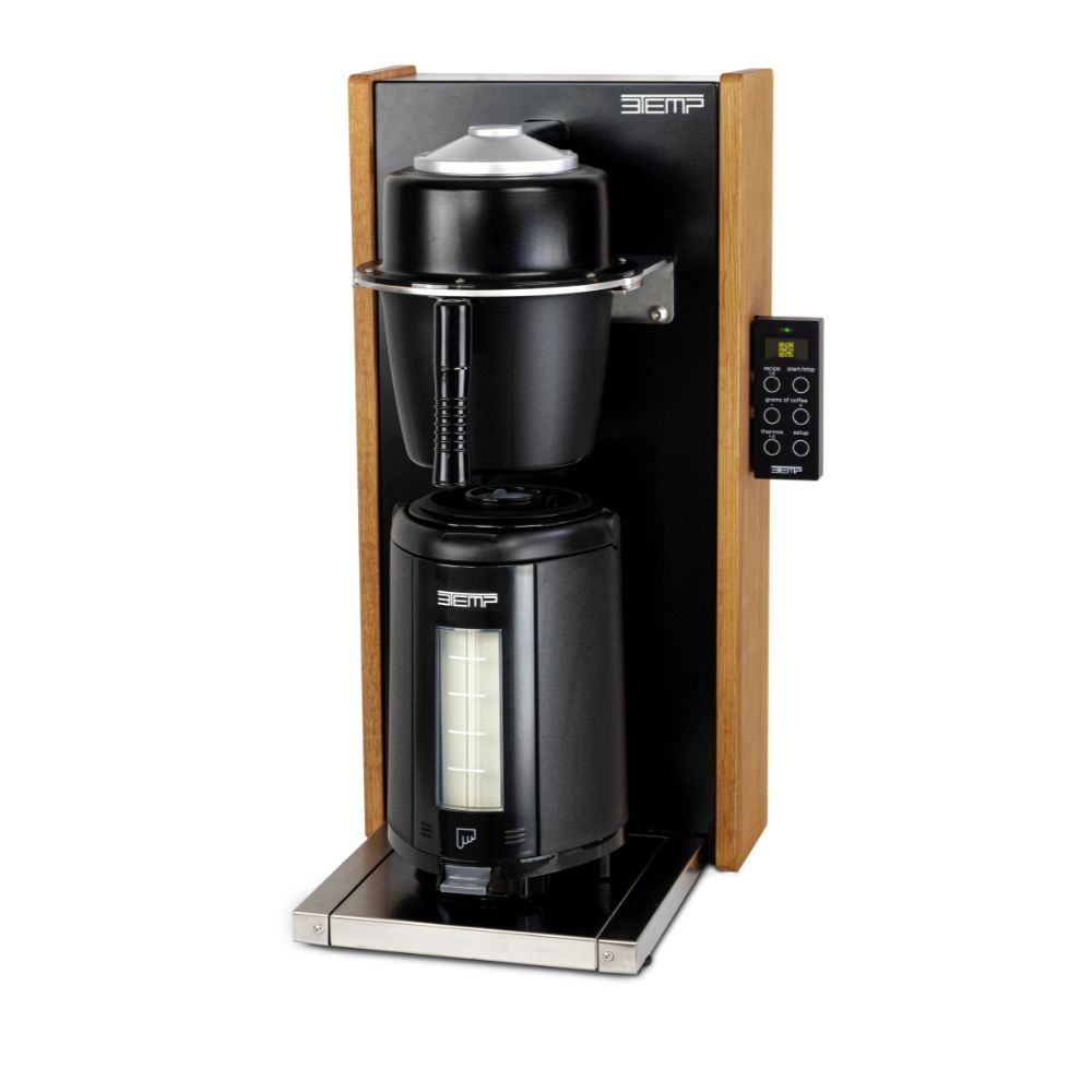 3temp puls kedelfri filterkaffebrygger med filterkurv i sort plast med kaffedispenser