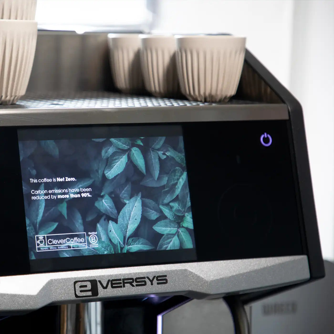 Eversys cameo classic, fuldautomatisk kaffemaskine med huskee kopper og netzero kaffe